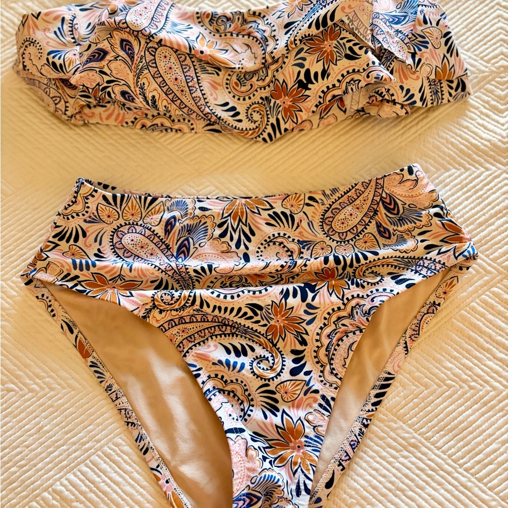 Kona Sol Paisley Bikini in Orange and Blue